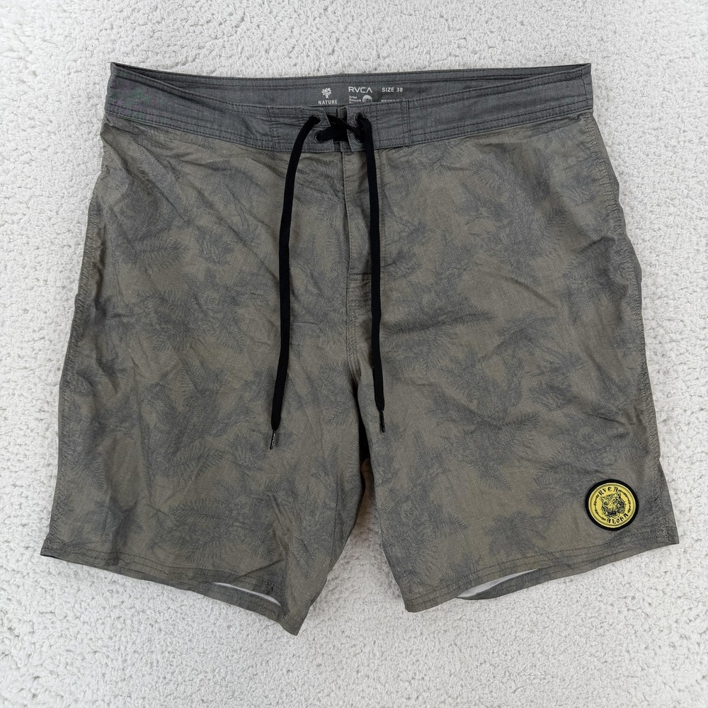 RVCA Board Shorts Mens 38 Green Nature Palm Print Surf Swim Trunks ANP Artist